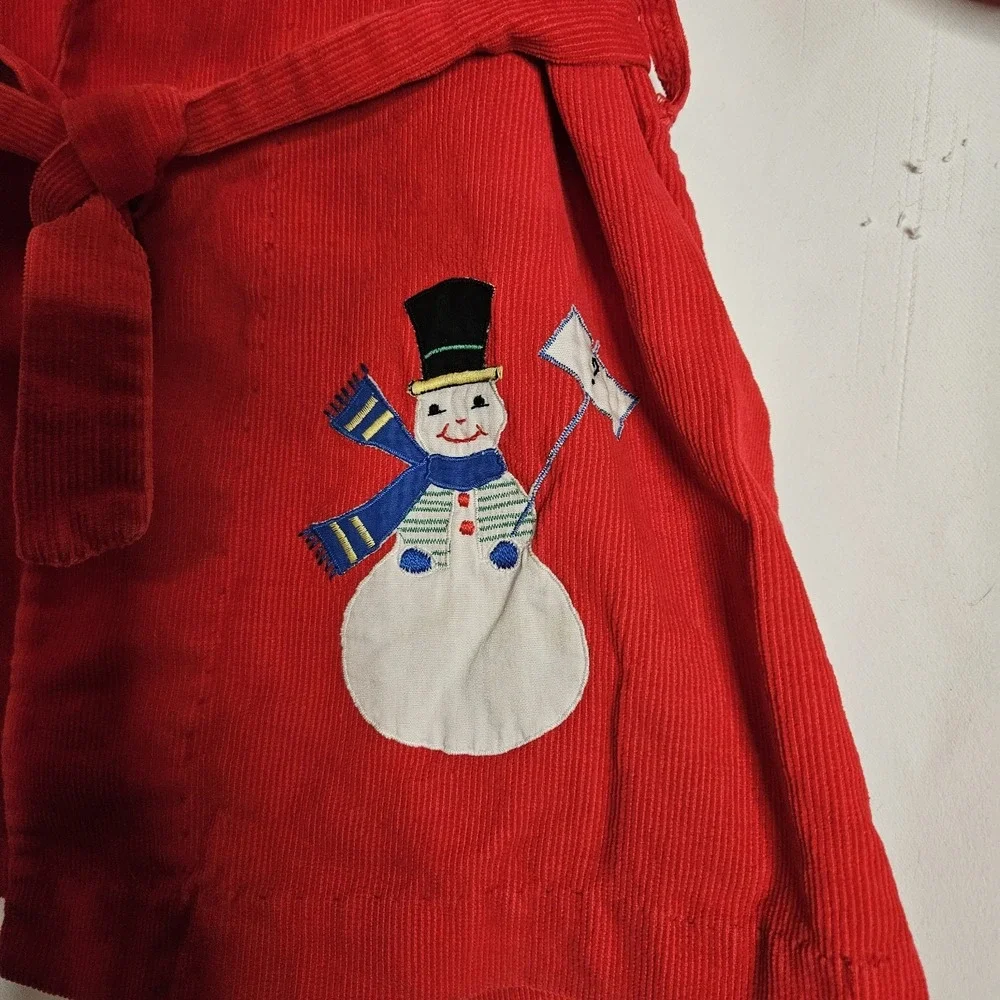 Vintage 60's B.Forman Co. Made In Italy Toddlers‎ Red Corduroy Cover Snowman